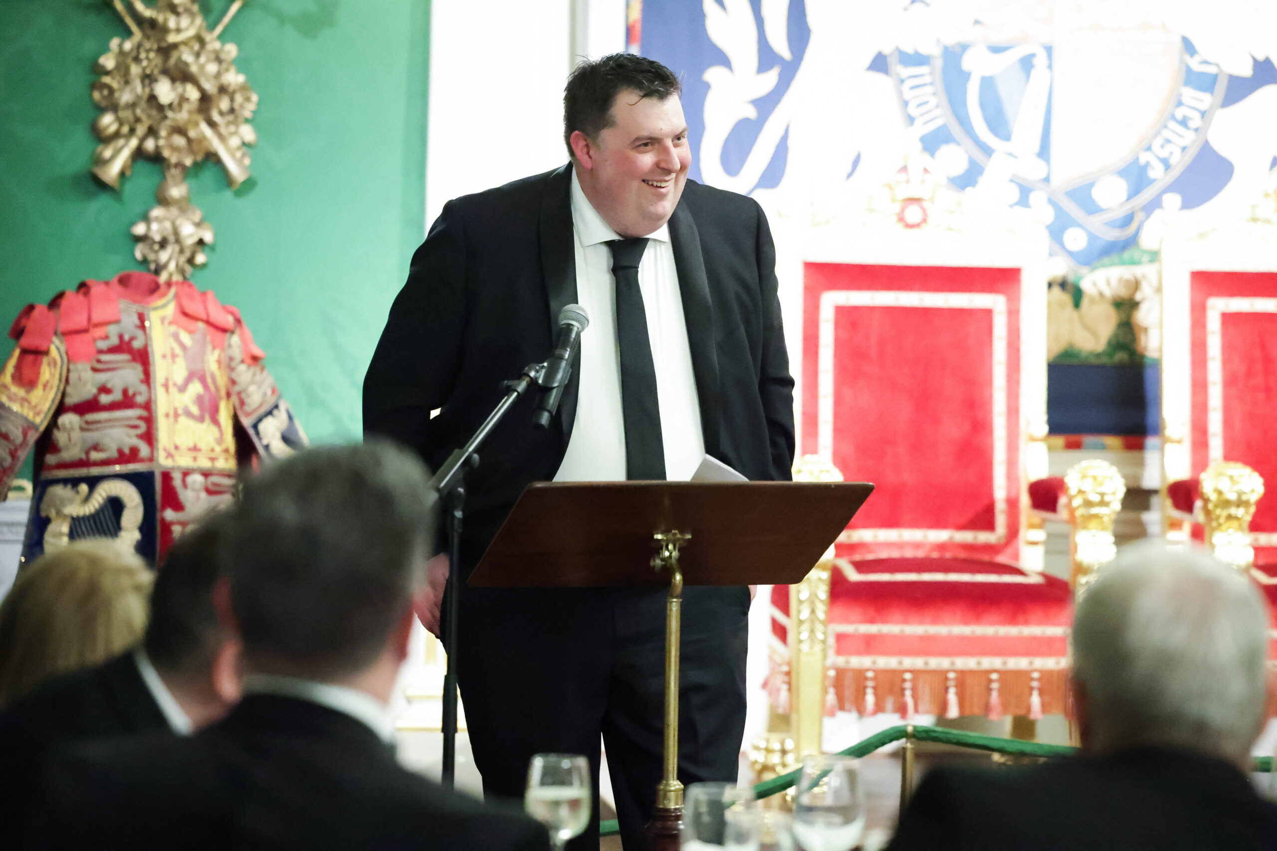 Declan Barry, CEO of ExportExplore, speaks to attendees of the Fellowship Graduation 2025