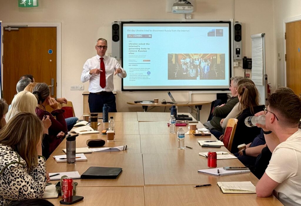 Ciaran Martin teaching Fellows on cyber security.